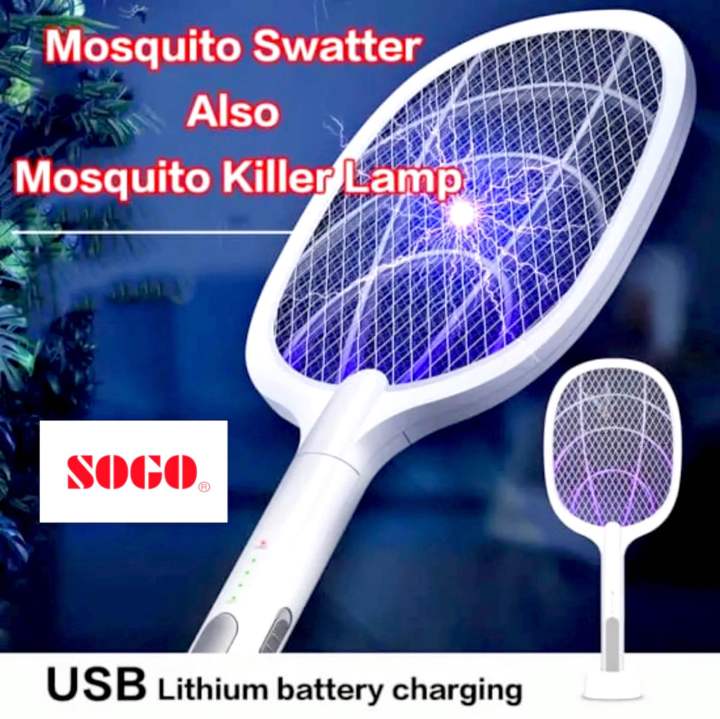 2 In 1 Electric Mosquito Killer With UV Light LED Lamp Summer Mosquito Trap Racket