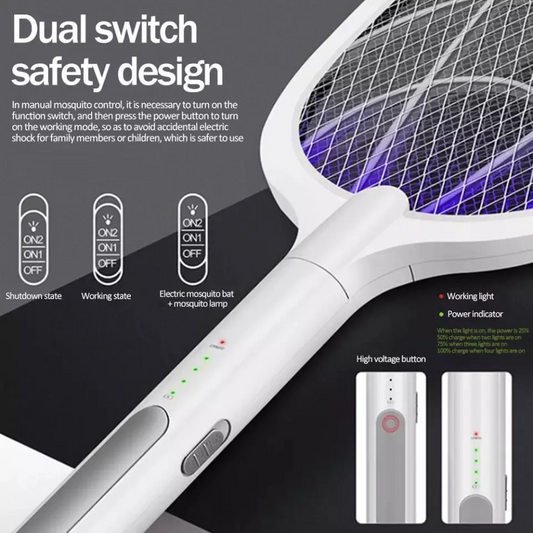 2 In 1 Electric Mosquito Killer With UV Light LED Lamp Summer Mosquito Trap Racket